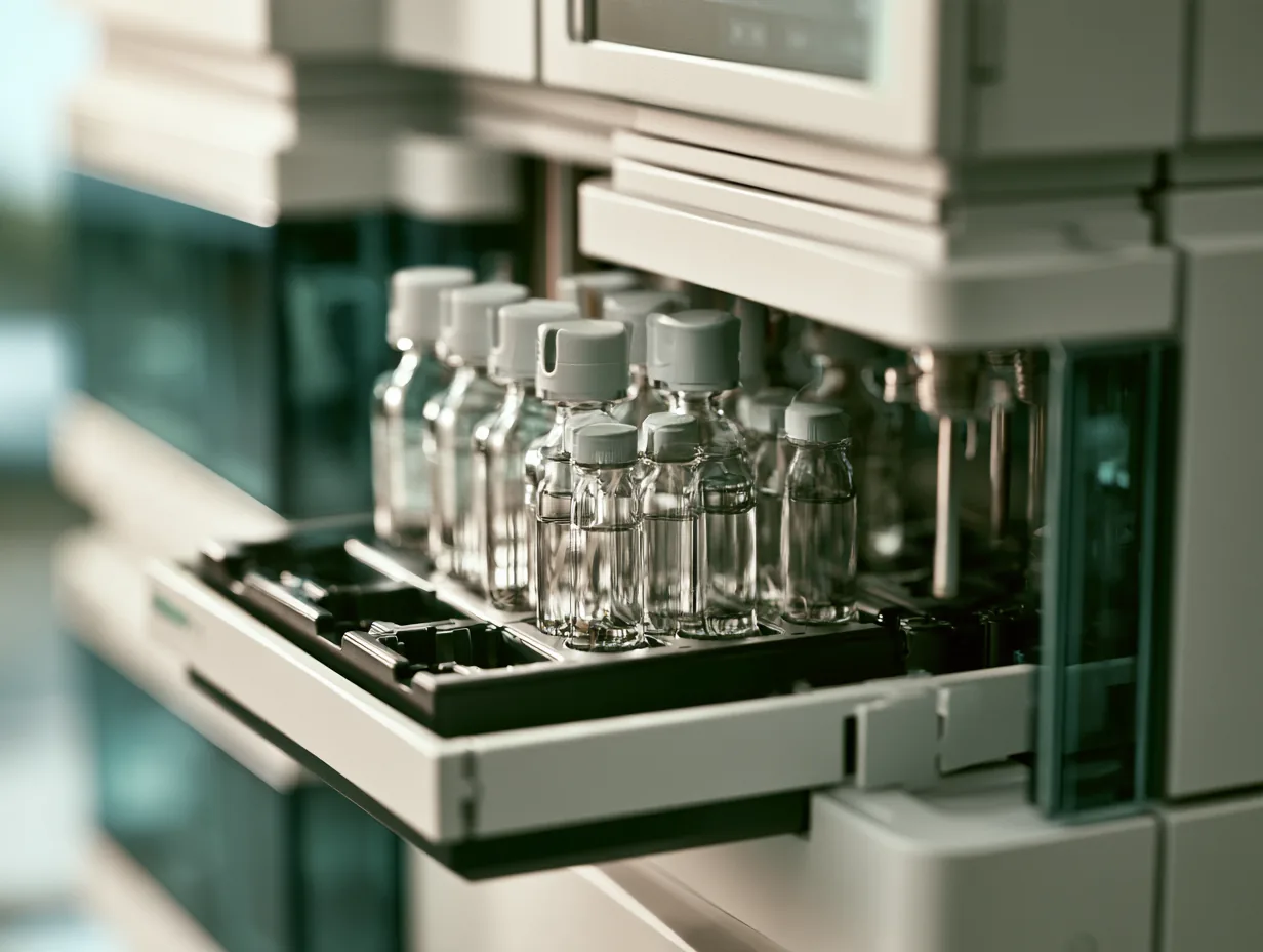 Analytical laboratory instrumentation with sample vials